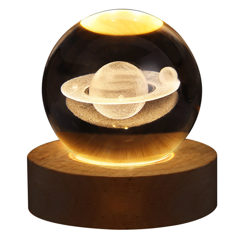 LED Night Light Galaxy Crystal Ball Table Lamp 3D Planet Moon Lamp Bedroom Home Decor For Kids Party Children Birthday Gifts - Golden Treasures  # #