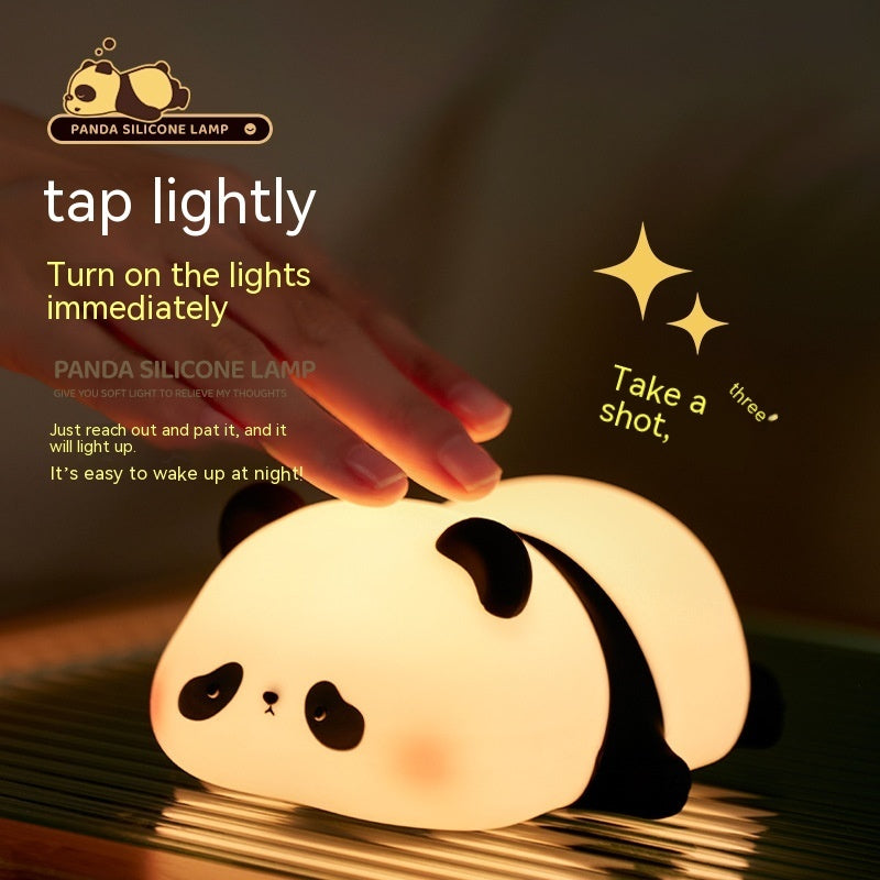 Panda Night Lights For Kids Cute Animal Silicone Timing Rechargeable Lamp Cartoon Panda Bedroom Decoration Kids Boys Girls Gift - Golden Treasures  # #