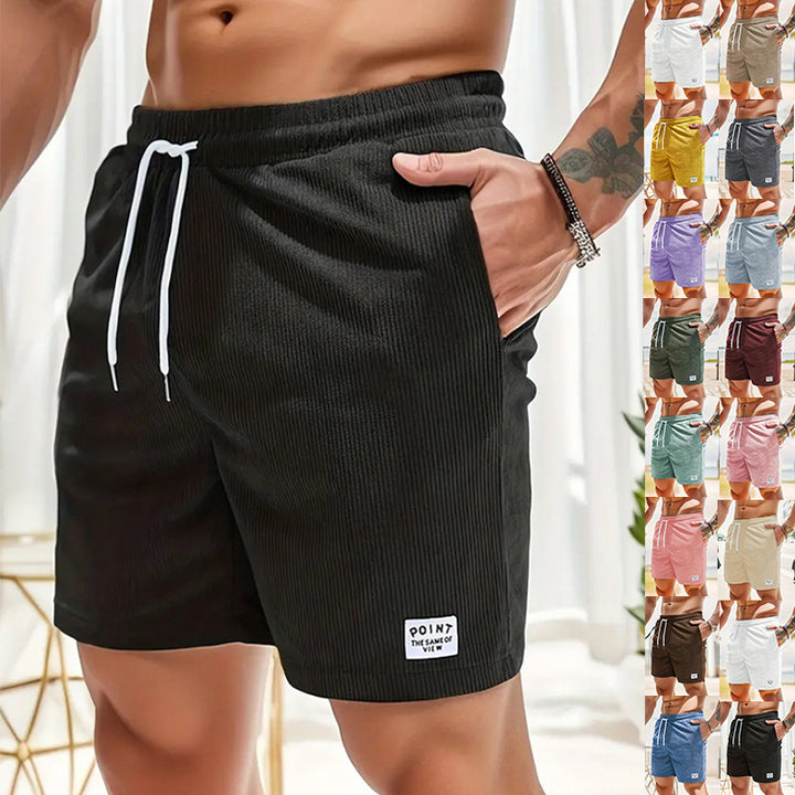 Lace-up Drawstring Shorts Summer Corduroy Sports Short Pants Mens Clothing - Golden Treasures  # #