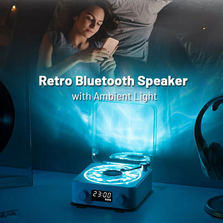 Retro Turntable Speaker Wireless Bluetooth-compatible 5.0 Vinyl Record Player Stereo Sound With White Noise RGB Projection Lamp Effect - Golden Treasures  # #