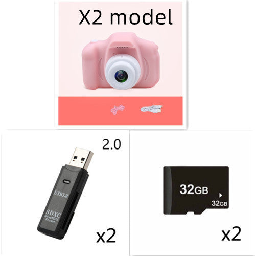 X2 HD Mini Cartoon Kids Digital Camera - Golden Treasures 