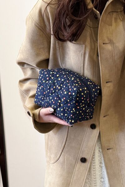 Floral Quilted Clutch with Plaid Lining - Golden Treasures  # #