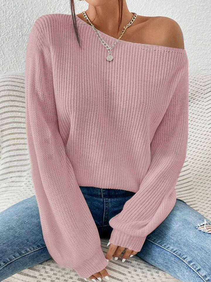 Loose Leisure All-matching Pullover Boat Neck Sweater - Golden Treasures  # #