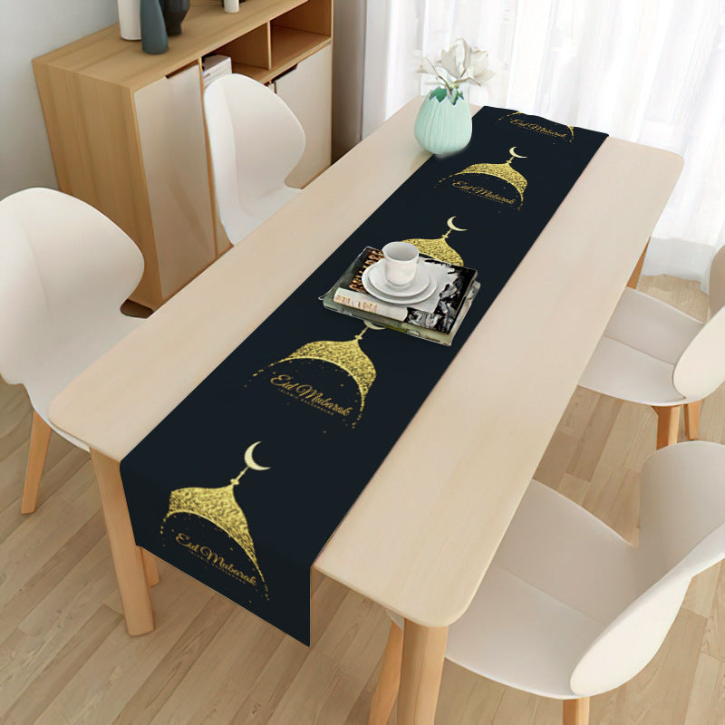 Home Muslim Ramadan Decorative Cloth Table Flag - Golden Treasures  # #