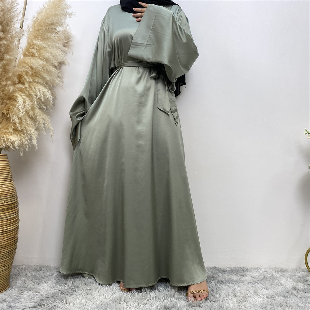 Women's Lace Up Satin Muslim Dress - Golden Treasures 