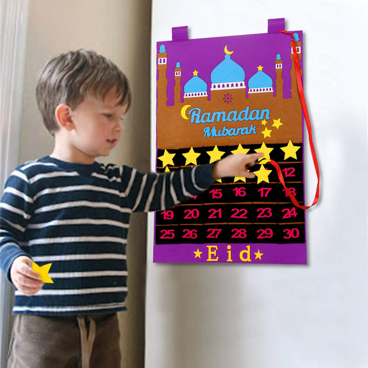 Ramadan Decoration Eid Calendar 30 Days Eid Tapestry For Children - Golden Treasures  # #