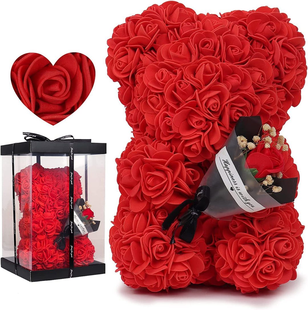 Rose Bear Preserved Fresh Flower Valentine's Day Birthday Gift - Golden Treasures  # #