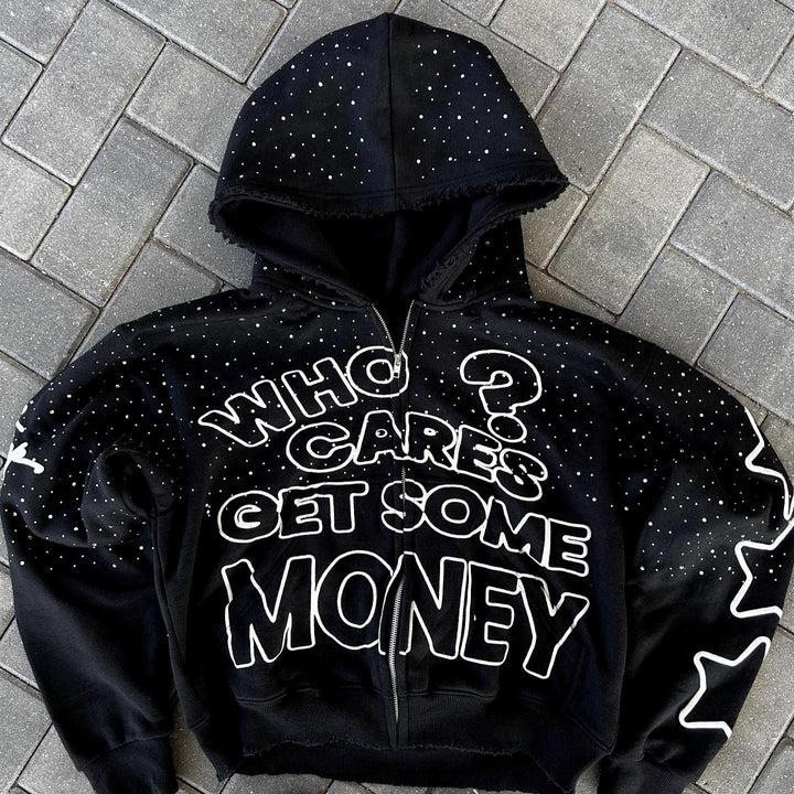 High Street Dark Style Letter Print Hoodie - Golden Treasures  # #