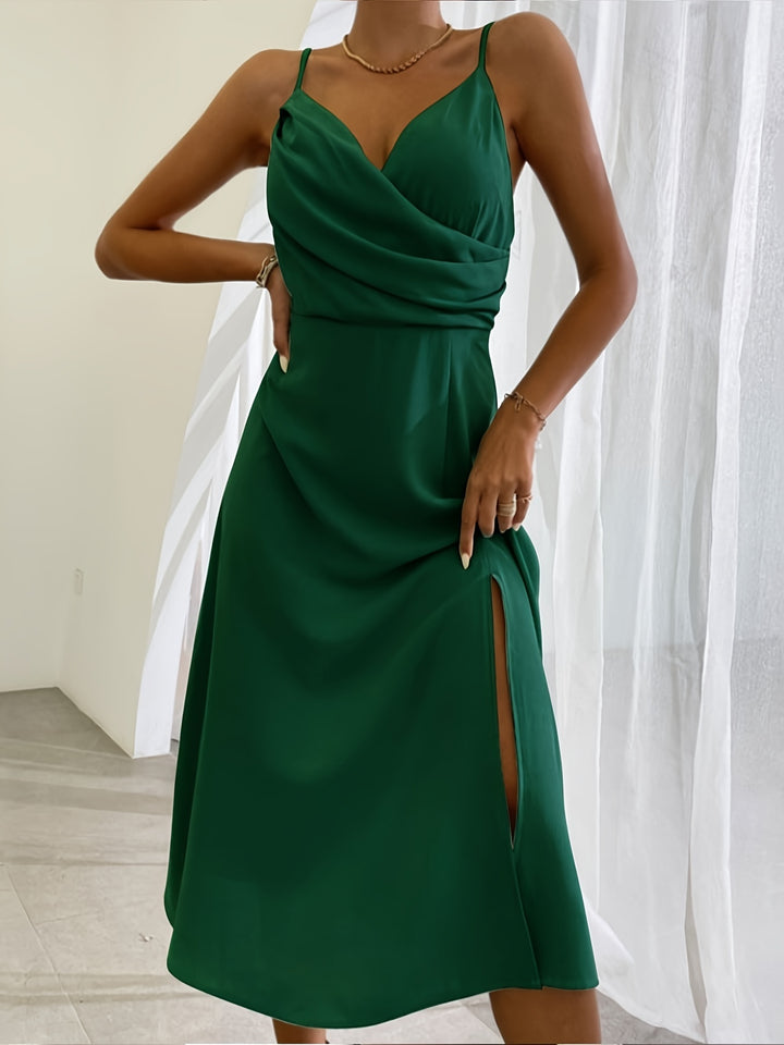 V-neck Slit Sling Dress Summer Fashion Dresses - Golden Treasures 