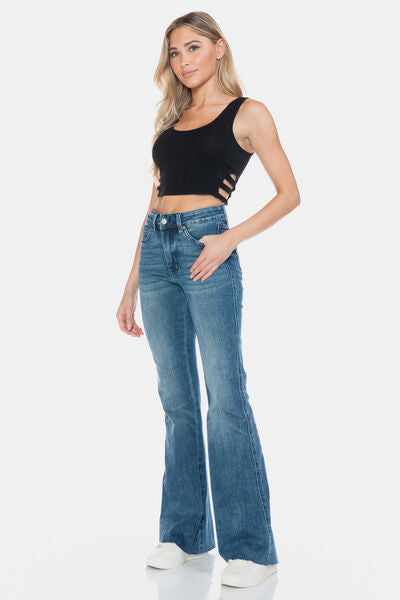 Judy Blue Full Size Tummy Control Cut Hem Flare Jeans - Golden Treasures  # #