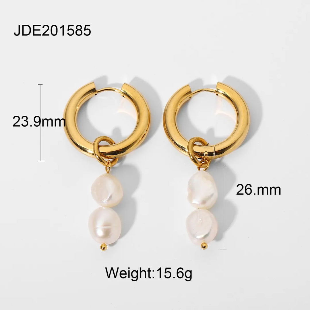 Fashionable Stainless Steel Pearl Earrings