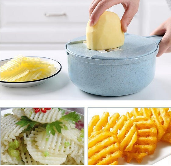 8 In 1 Vegetable Slicer With Strainer Vegetable Cutter - Golden Treasures  # #