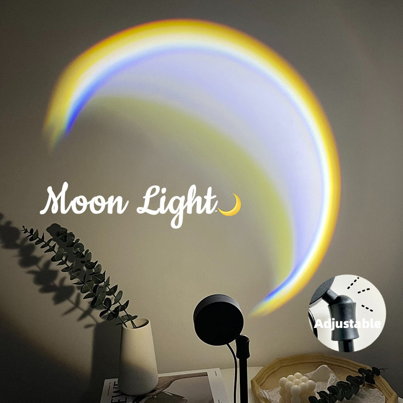 INS USB Moon Lamp LED Rainbow Neon Night Sunset Light Projector Photography Wall Atmosphere Lighting For Bedroom Home Decor - Golden Treasures  # #