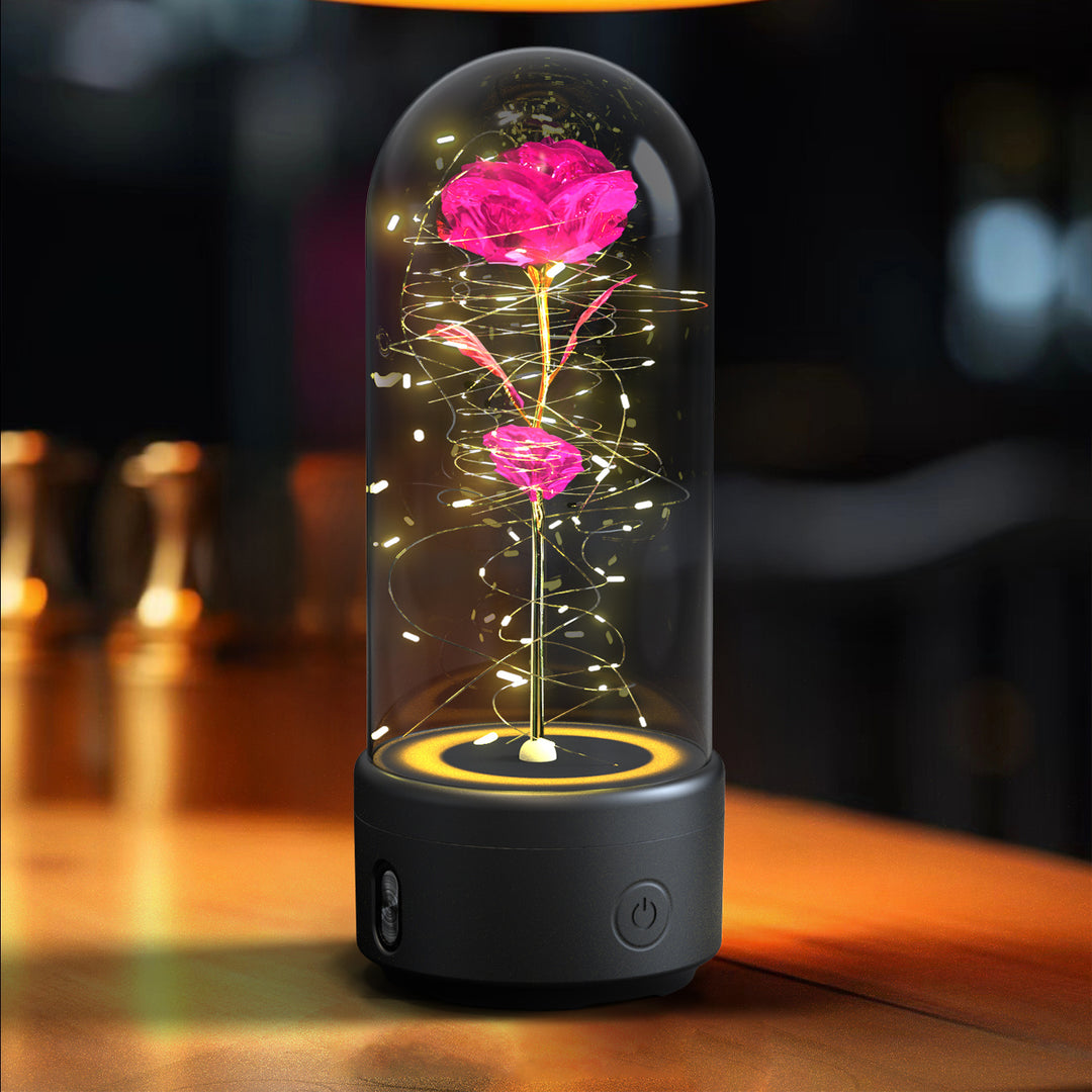 Rose Flowers LED Light, Bluetooth Speaker Valentine's Day Gift Rose Luminous Ornament - Golden Treasures  # #