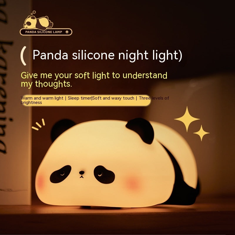 Panda Night Lights For Kids Cute Animal Silicone Timing Rechargeable Lamp Cartoon Panda Bedroom Decoration Kids Boys Girls Gift - Golden Treasures  # #