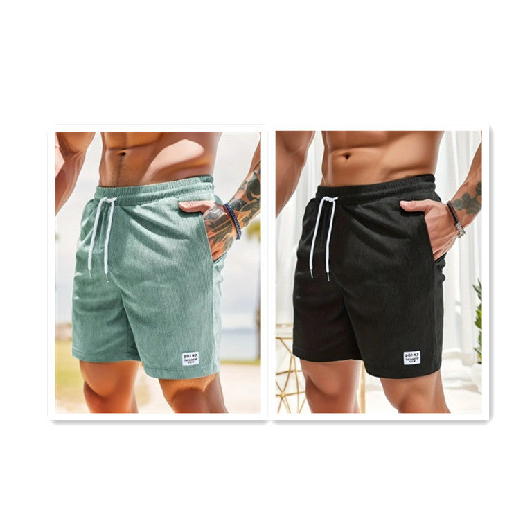 Lace-up Drawstring Shorts Summer Corduroy Sports Short Pants Mens Clothing - Golden Treasures  # #