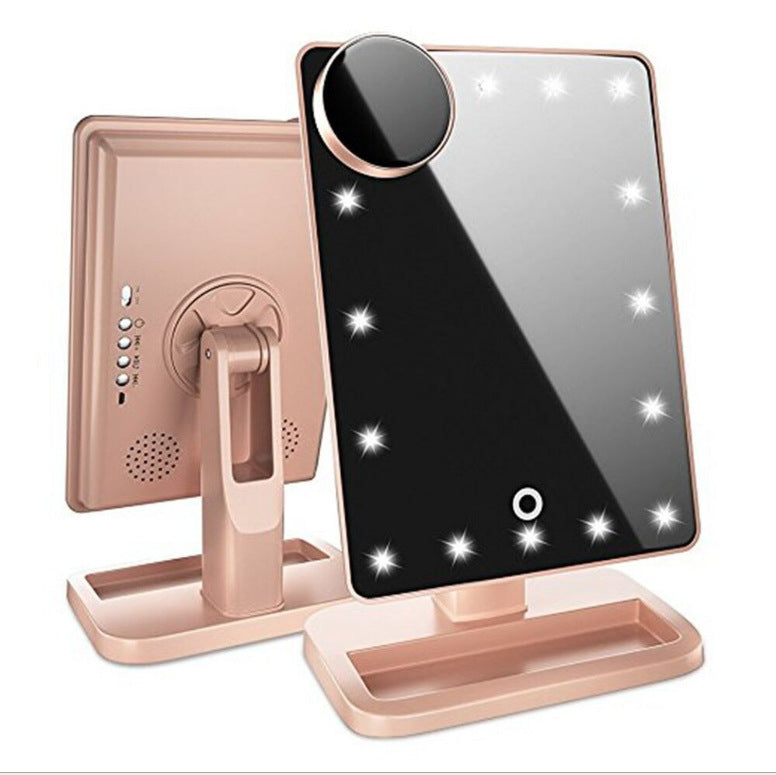 Touch Screen Makeup Mirror With 20 LED Light Bluetooth Music Speaker 10X Magnifying Mirrors Lights - Golden Treasures  # #