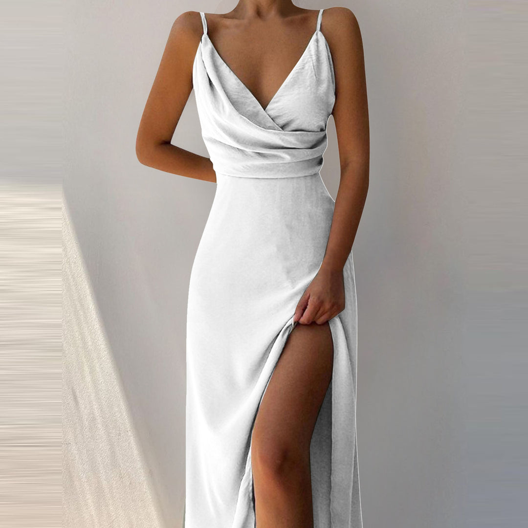 V-neck Slit Sling Dress Summer Fashion Dresses - Golden Treasures 