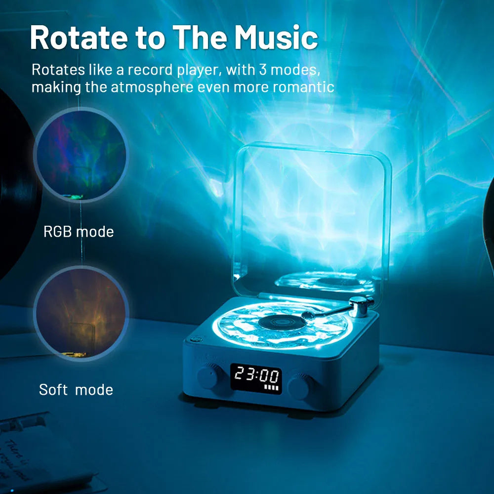 Retro Turntable Speaker Wireless Bluetooth-compatible 5.0 Vinyl Record Player Stereo Sound With White Noise RGB Projection Lamp Effect - Golden Treasures  # #