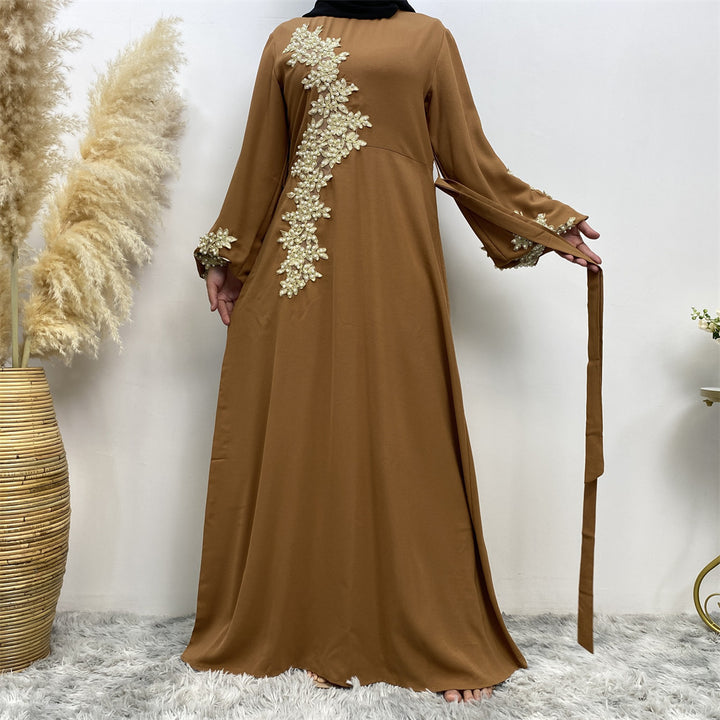 Fashion Lace Beaded Muslim Dress Women - Golden Treasures 