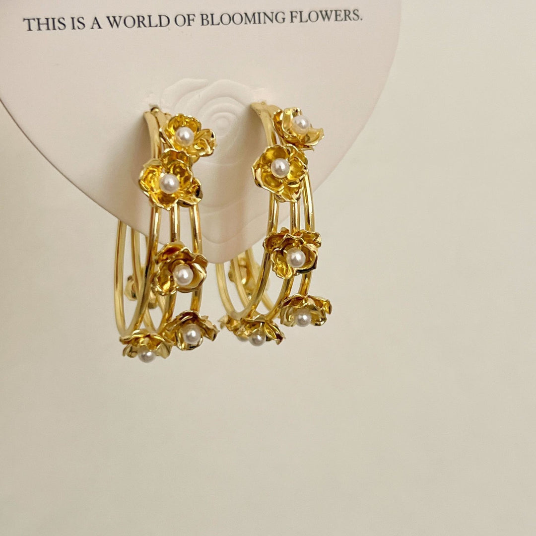 Retro Hong Kong Style Elegant Ear Studs Niche High Sense - Golden Treasures  # #