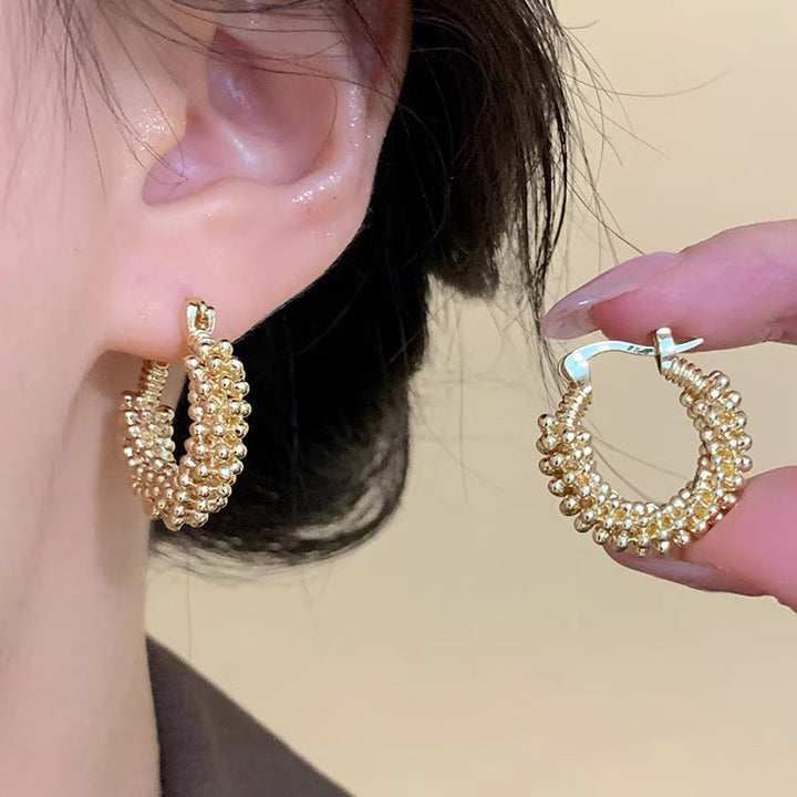 Retro Hong Kong Style Elegant Ear Studs Niche High Sense - Golden Treasures 