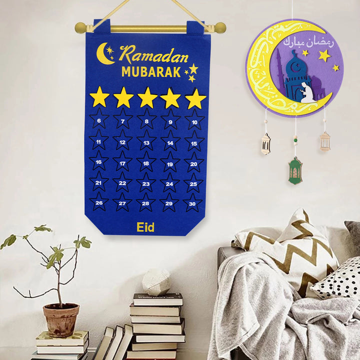 Ramadan Decoration Eid Calendar 30 Days Eid Tapestry For Children - Golden Treasures  # #