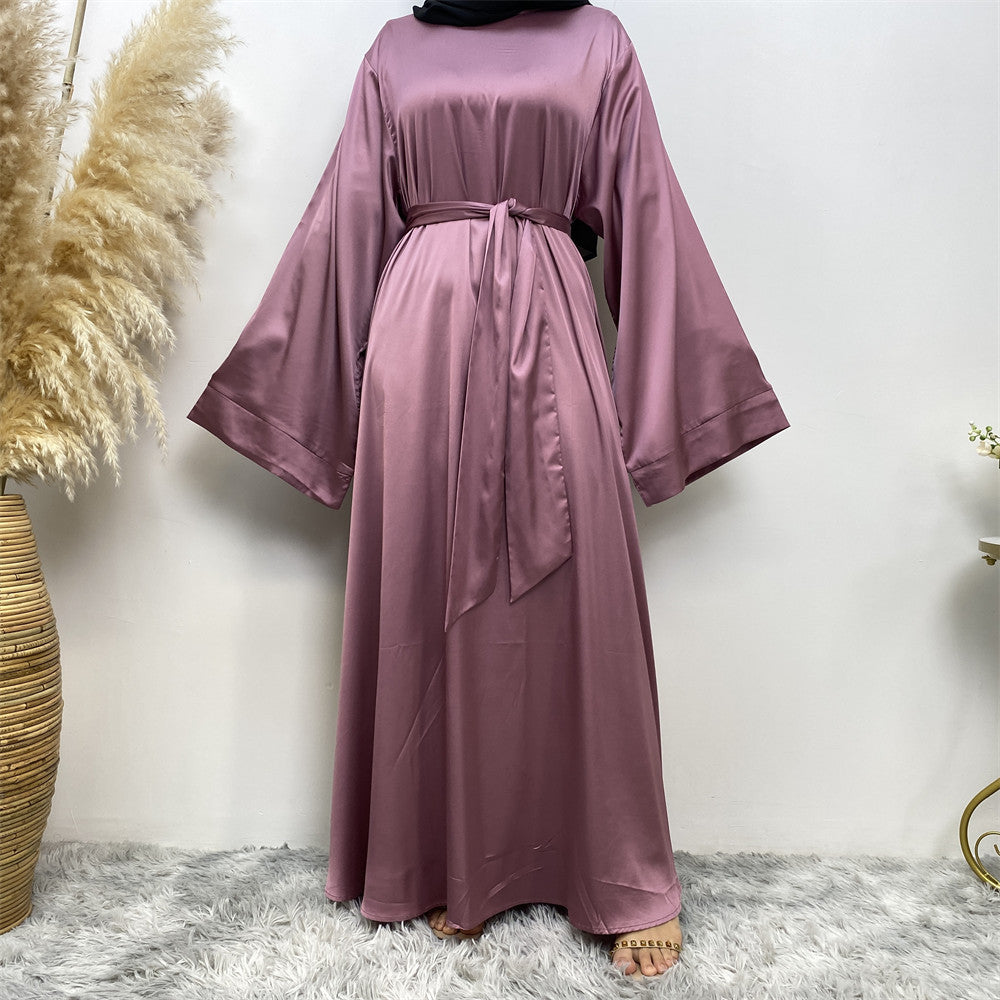 Women's Lace Up Satin Muslim Dress - Golden Treasures 