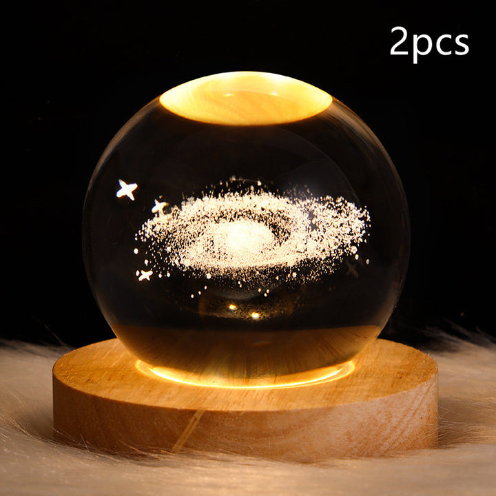 LED Night Light Galaxy Crystal Ball Table Lamp 3D Planet Moon Lamp Bedroom Home Decor For Kids Party Children Birthday Gifts - Golden Treasures 