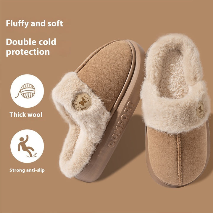 New Plush Slippers For Women Men Winter Warm Home Slipper Indoor Thick-soled Fleece Shoes - Golden Treasures  # #