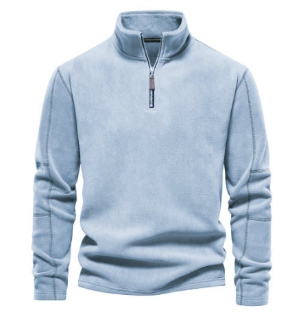 Zippered Sweatshirt With Fleece Winter Casual Pullover Top Men's Clothing