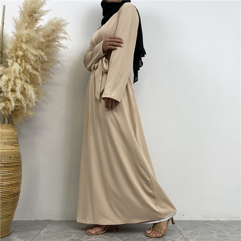 Women's Lace Up Pocket Modest Dress - Golden Treasures 