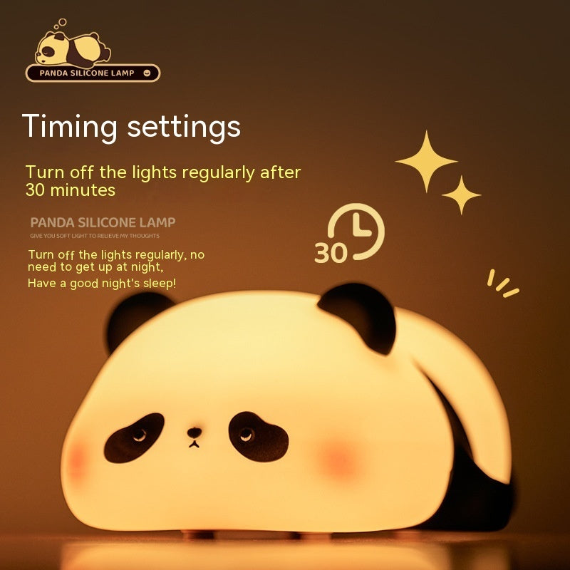 Panda Night Lights For Kids Cute Animal Silicone Timing Rechargeable Lamp Cartoon Panda Bedroom Decoration Kids Boys Girls Gift - Golden Treasures  # #