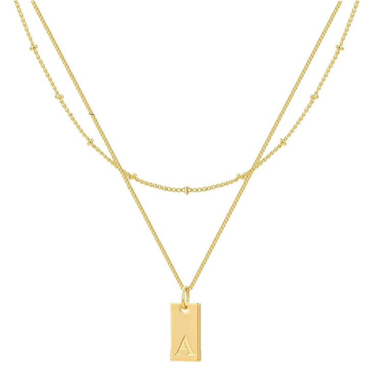 Special-interest Design 26 English Letters Double-layer Necklace - Golden Treasures  # #