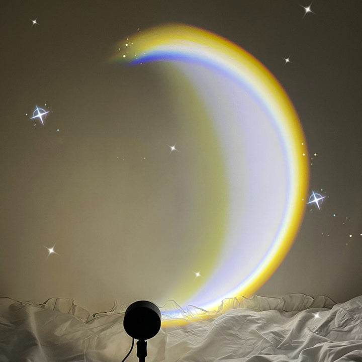 INS USB Moon Lamp LED Rainbow Neon Night Sunset Light Projector Photography Wall Atmosphere Lighting For Bedroom Home Decor - Golden Treasures  # #