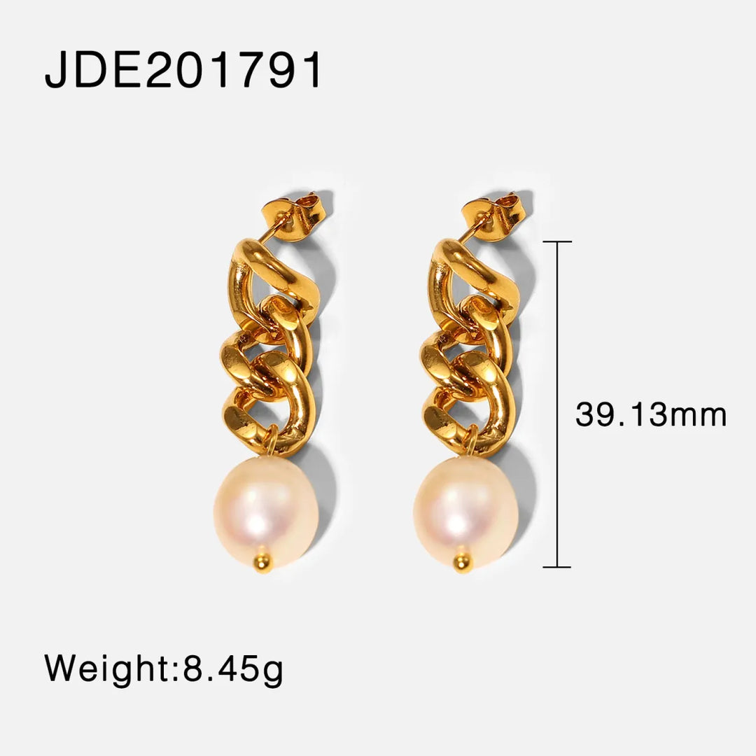 Fashionable Stainless Steel Pearl Earrings