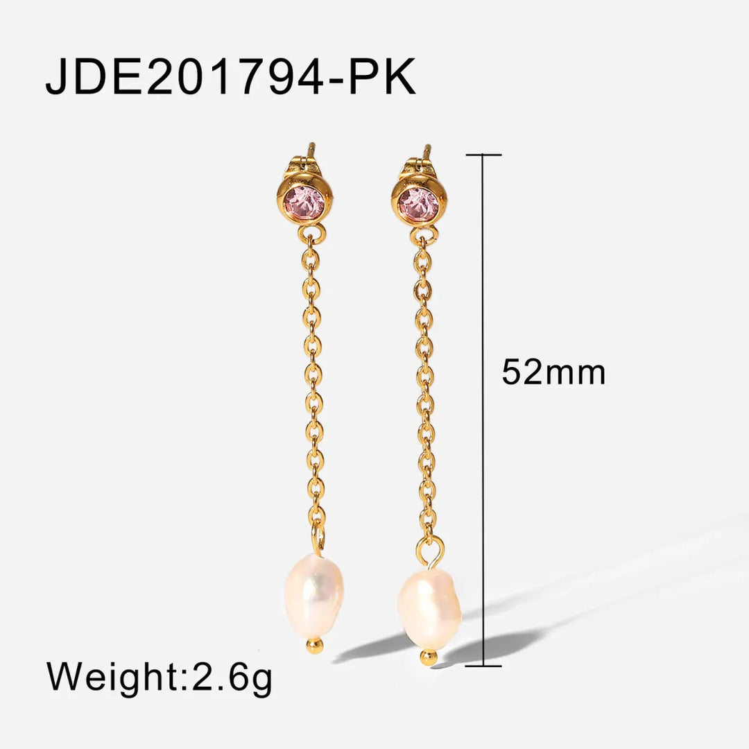 Fashionable Stainless Steel Pearl Earrings