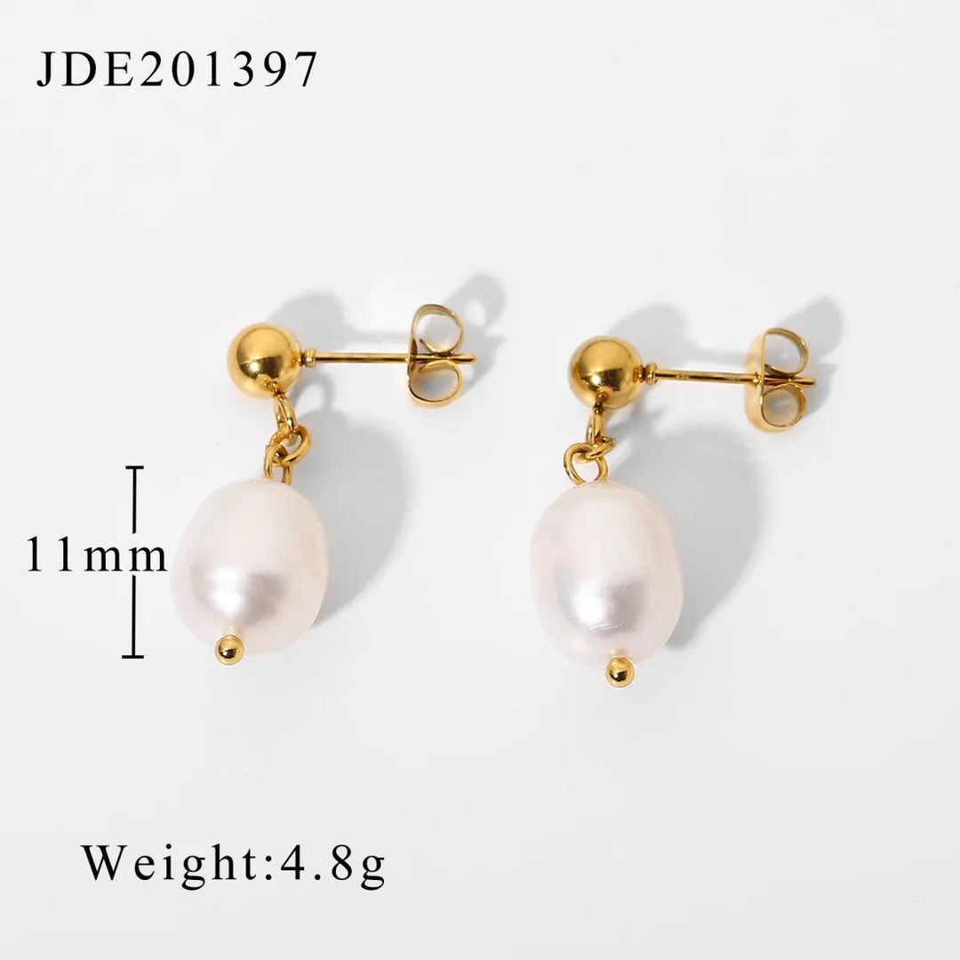 Fashionable Stainless Steel Pearl Earrings