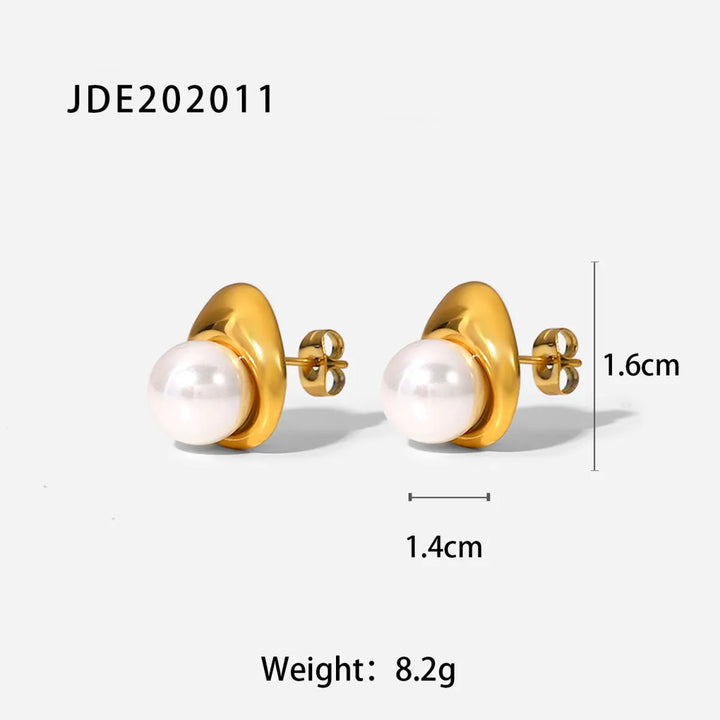 Fashionable Stainless Steel Pearl Earrings