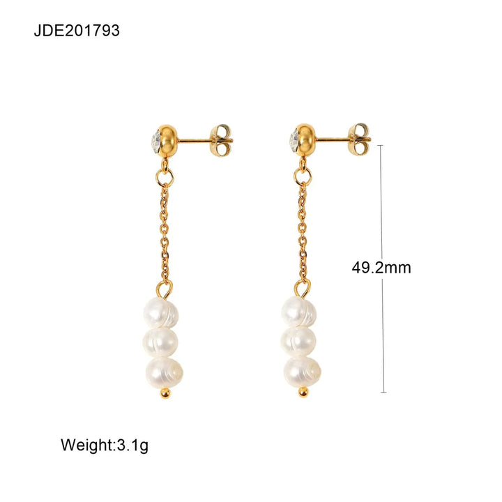 Fashionable Stainless Steel Pearl Earrings