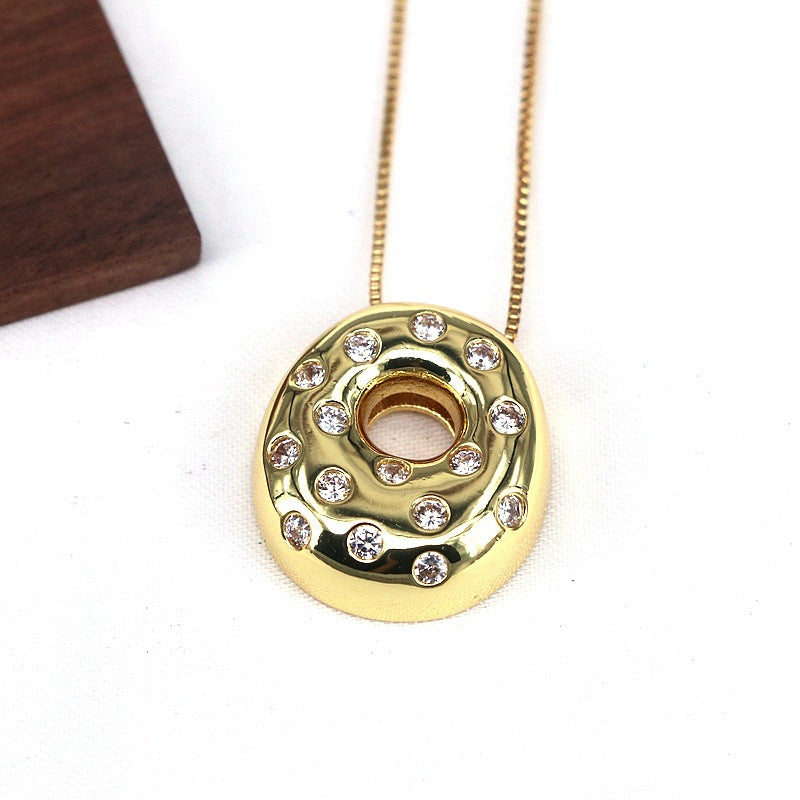 Gold-plated Balloon Bubble Inlaid Zirconium 26 Letter Pendant Necklace - Golden Treasures  # #