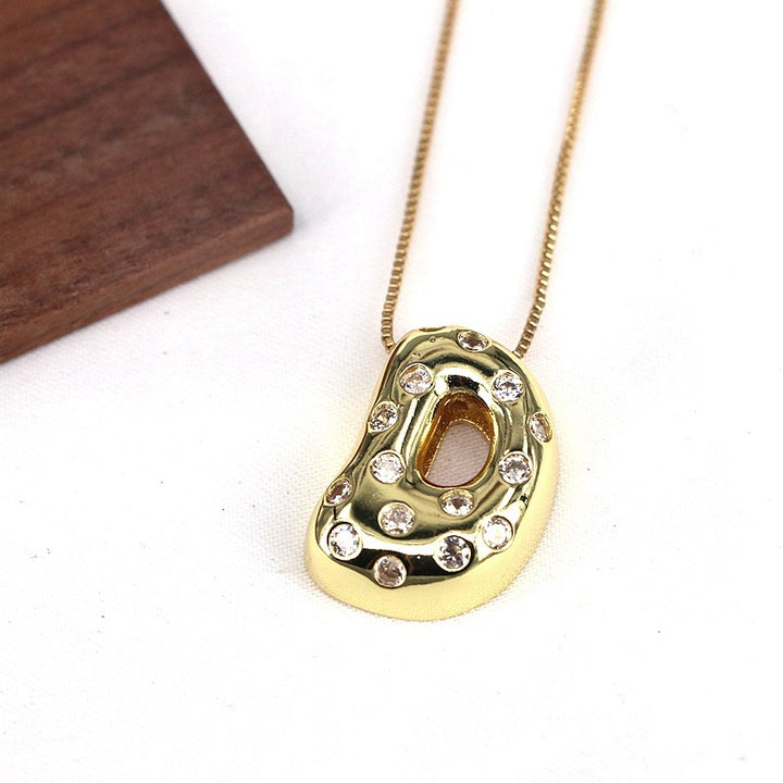 Gold-plated Balloon Bubble Inlaid Zirconium 26 Letter Pendant Necklace - Golden Treasures  # #