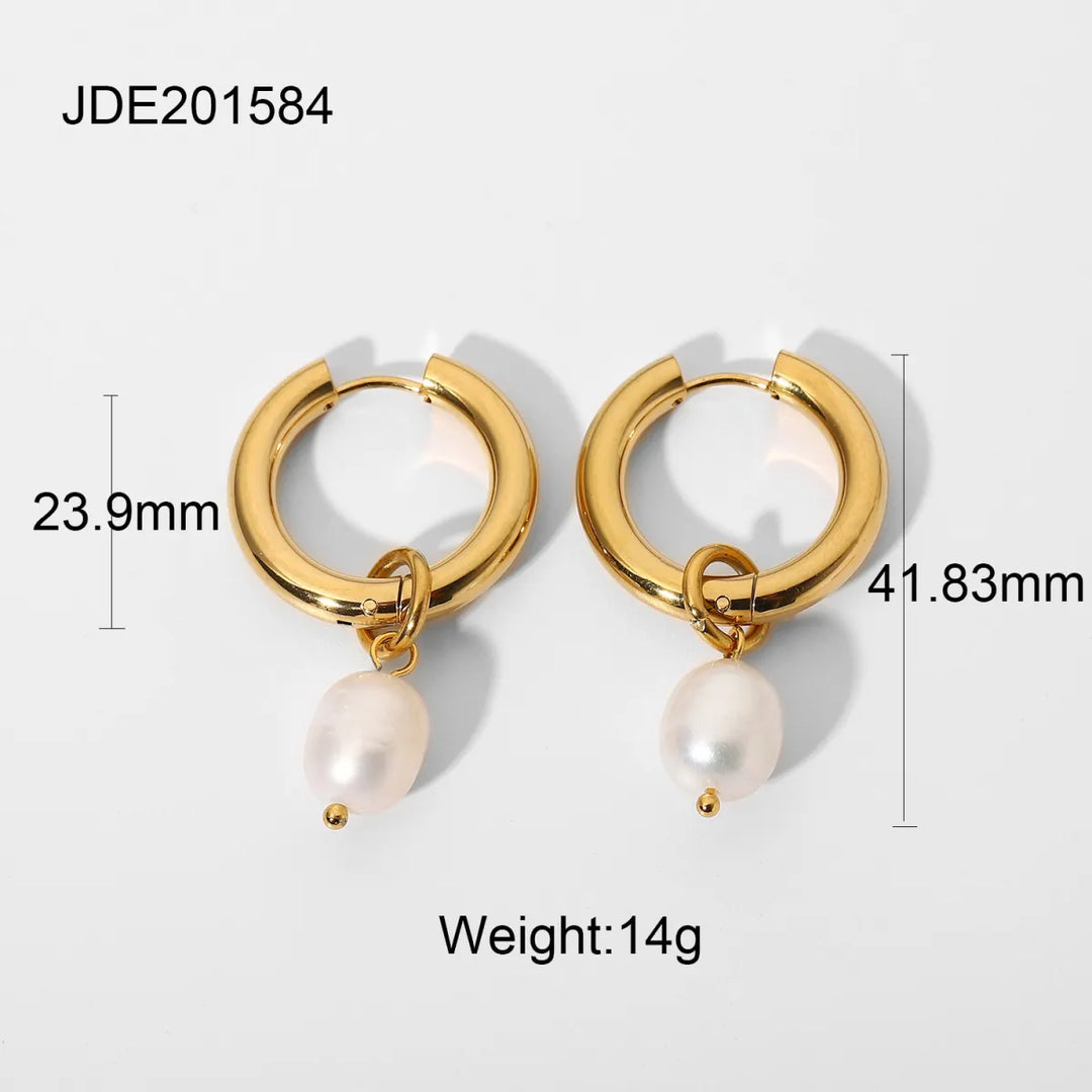 Fashionable Stainless Steel Pearl Earrings