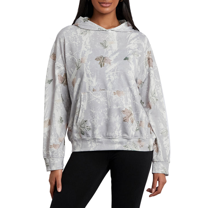 Women's Loose Camouflage Hoodie Maple Leaf Sweater - Golden Treasures  # #