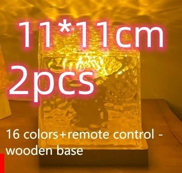 LED Water Ripple Ambient Night Light USB Rotating Projection Crystal Table Lamp RGB Dimmable Home Decoration 16 Color Gifts - Golden Treasures  # #