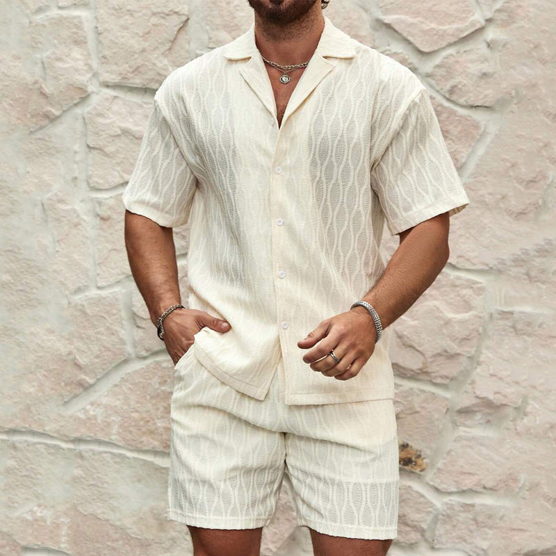 Fashion Mens Clothing Men's Loose Short Sleeve Shirt Shorts Casual Suit - Golden Treasures  # #