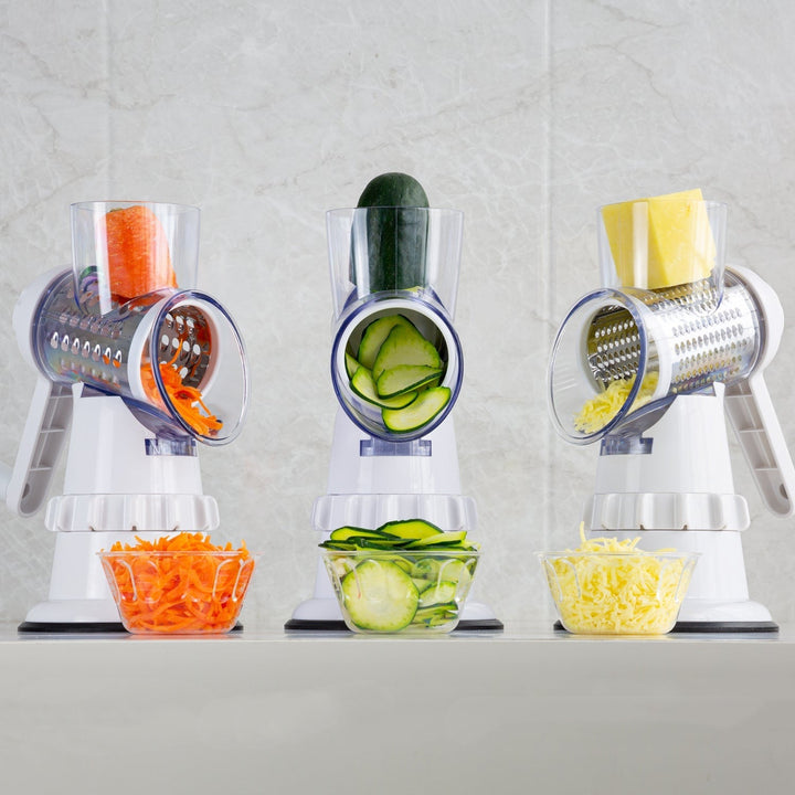 3 In 1 Vegetable Slicer Manual Kitchen Grater Vegetable Cutter Round Chopper - Golden Treasures  # #