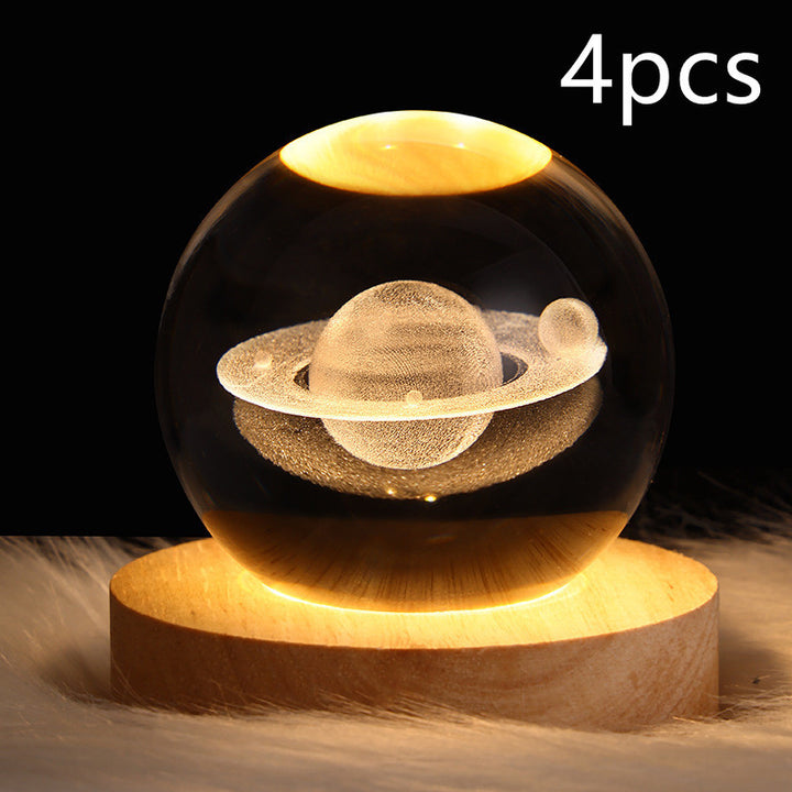 LED Night Light Galaxy Crystal Ball Table Lamp 3D Planet Moon Lamp Bedroom Home Decor For Kids Party Children Birthday Gifts - Golden Treasures  # #