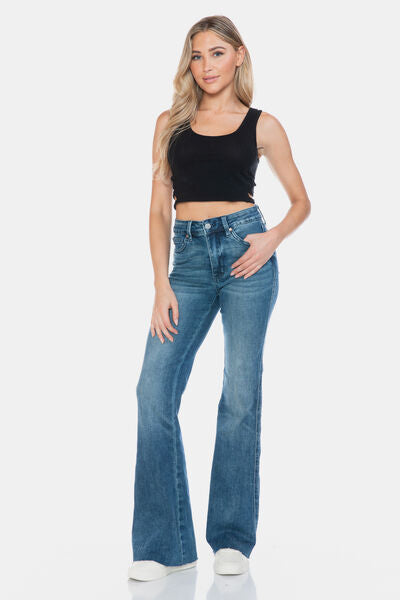 Judy Blue Full Size Tummy Control Cut Hem Flare Jeans - Golden Treasures  # #