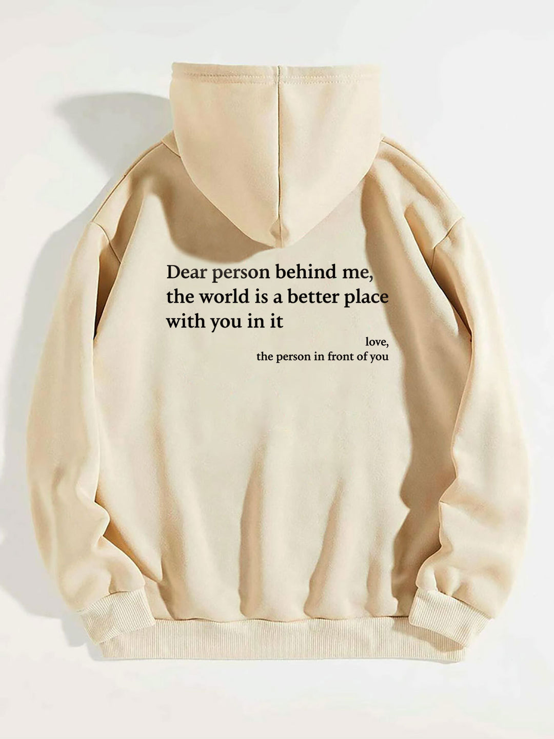 Dear Person Behind Me, Plush Letter Printed Unisex Trendy Hoodies - Golden Treasures  # #